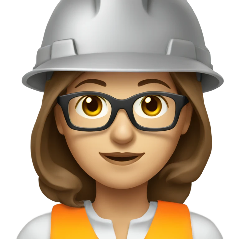 woman engineer wearing safety hat BROWN HAIR GLASSES emoji