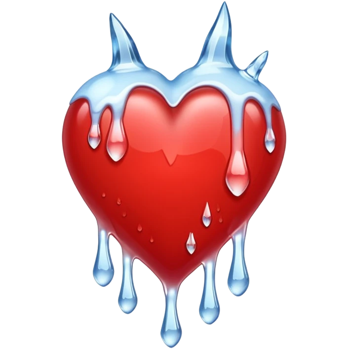 cold heart , red heart with icicles dripping on the bottom emoji