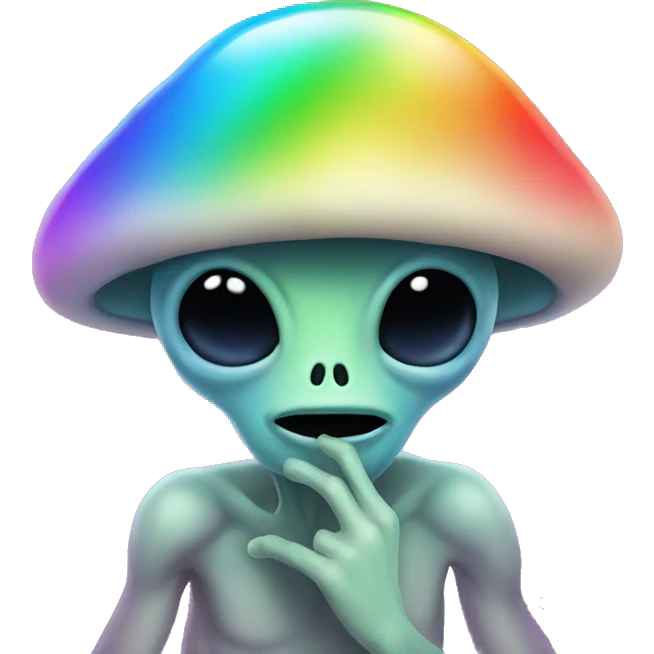 Alien with rainbow mushroom emoji