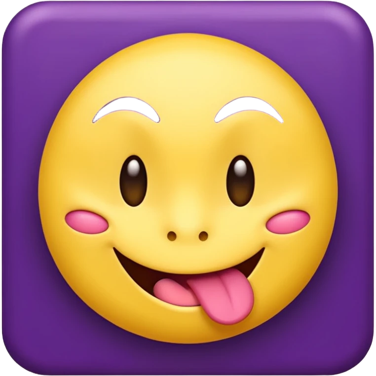 "A mischievous yellow emoji face with a sly, tilted smile, slanted eyebrows, and its tongue playfully sticking out to the side. The background is a deep purple. The expression looks naughty, teasing, and a little cheeky." emoji