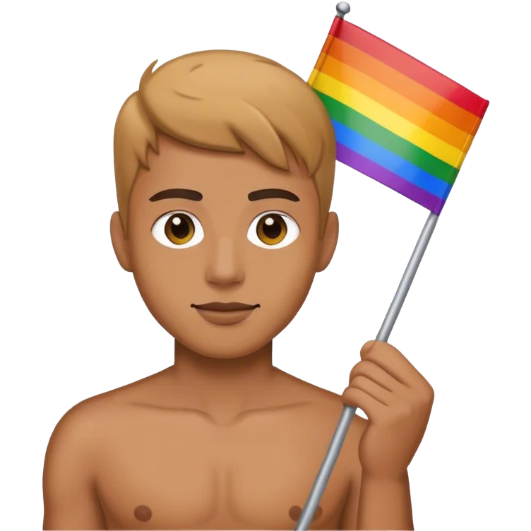 With a gay flag emoji