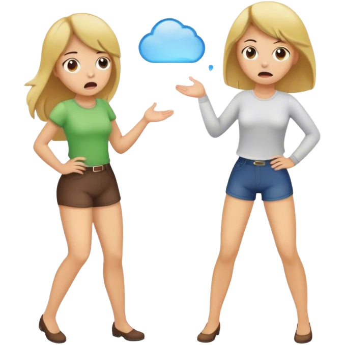 Blonde girl farts on girl with brown hair emoji