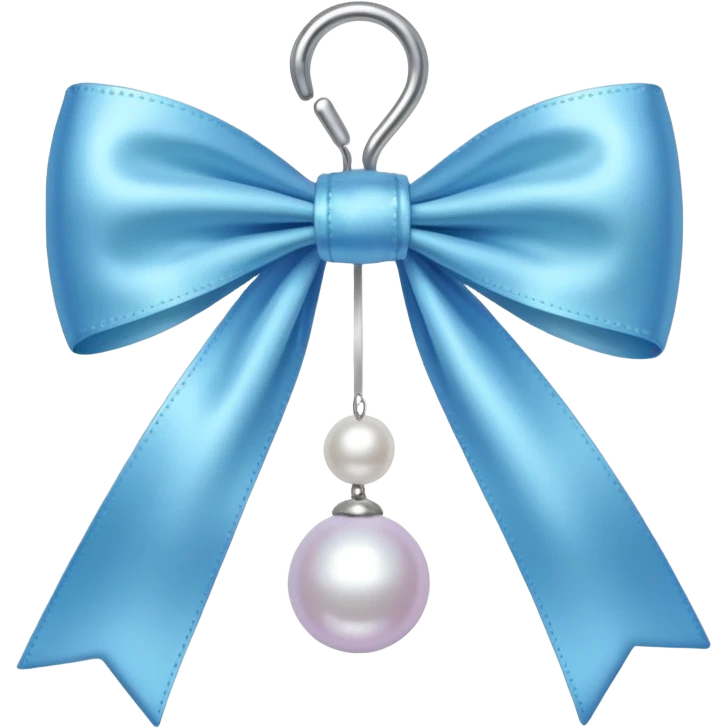 Soft blue bow with hanging pearl  emoji