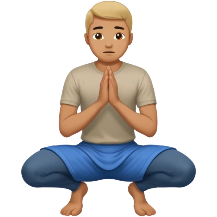 side view of a man kneeling and bowing, gesture of submission emoji