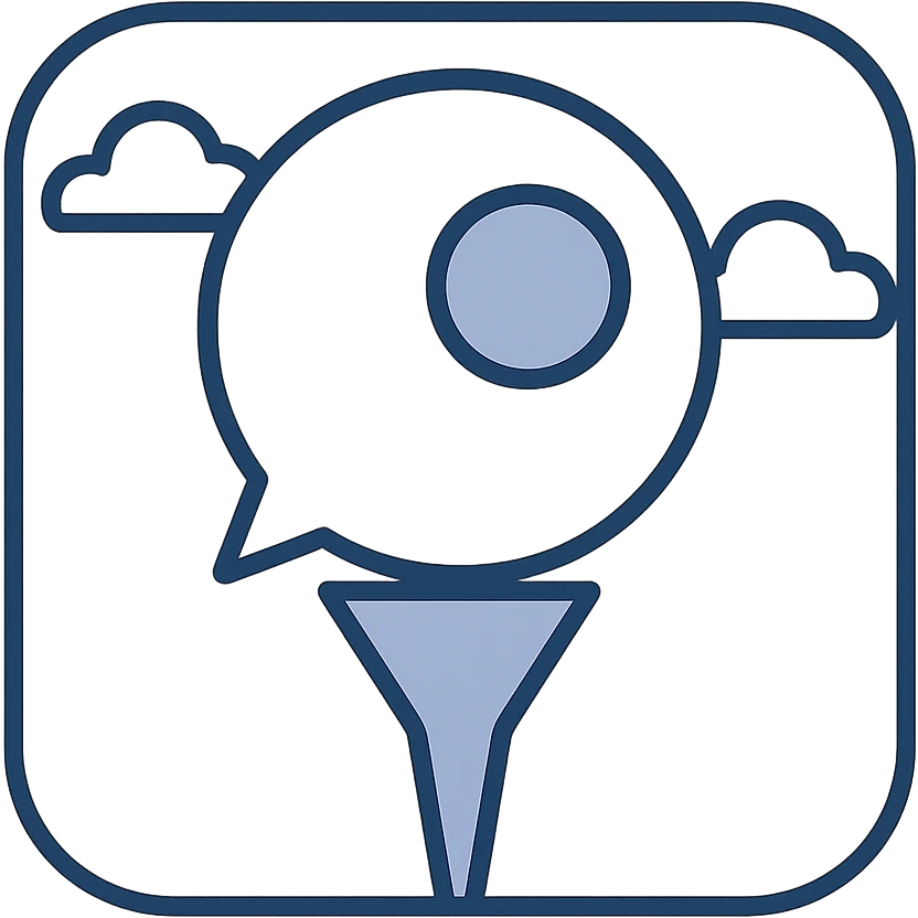 abstract app icon for TeeTalk, a golf caddie AI, using geometric shapes to suggest a golf tee and speech bubble, minimal and modern emoji