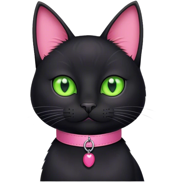 black cat with pink collar emoji