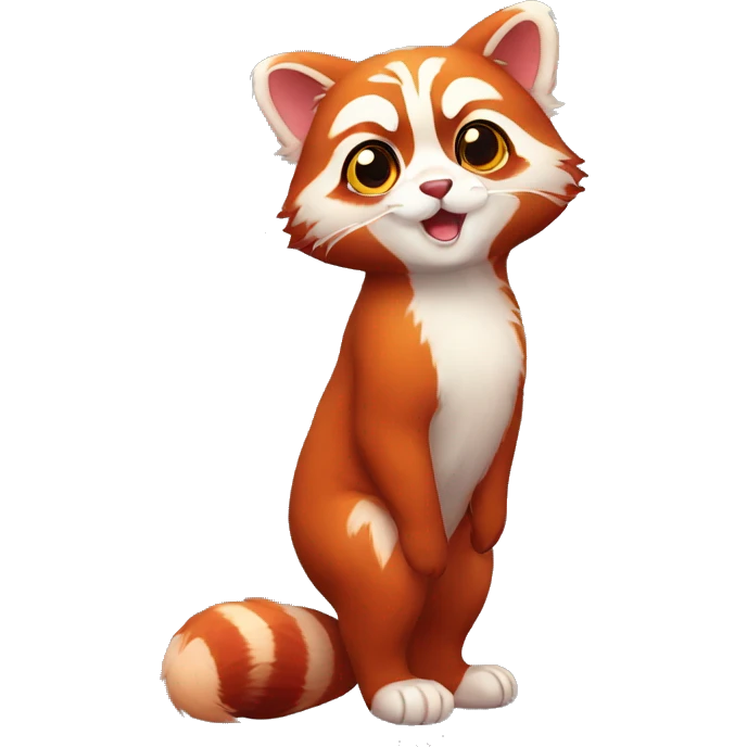 Cute Adorable Red Panda Cat hybrid full body emoji