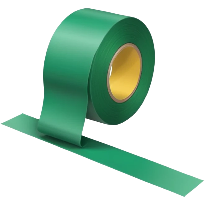 make warm light Green wide tape rolling on the floor emoji