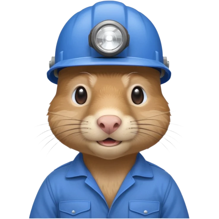 a mole rat, blue helmet, headlamp, worker cloth emoji
