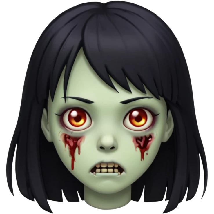 zombie girl with bangs and long hair black emoji