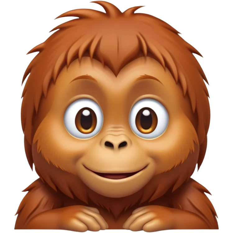 cinematic-realistic-orangutan-baby-portrait-emoji,-head-tilted-playfully-and-inquisitively,-with-a-gentle,-expressive-face-accented-by-soft,-flowing-fur-and-round,-sparkling-eyes-brimming-with-warmth,-simplified-yet-irresistibly-adorable-feature emoji