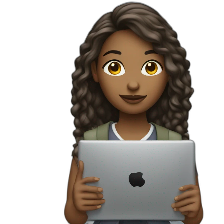 IT girl student holding laptop emoji