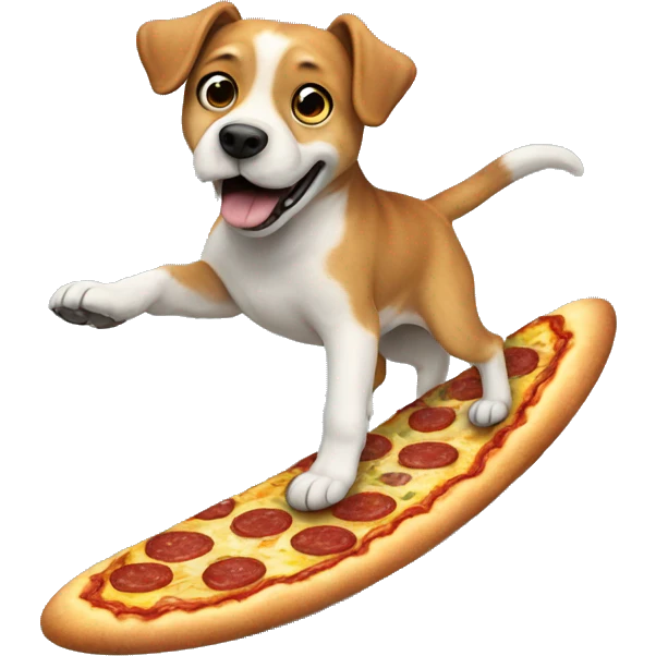 Dog surfing of a pizza  emoji