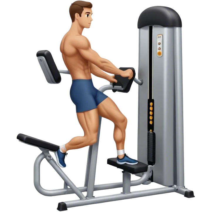 side-view of guy using calf-raise machine emoji