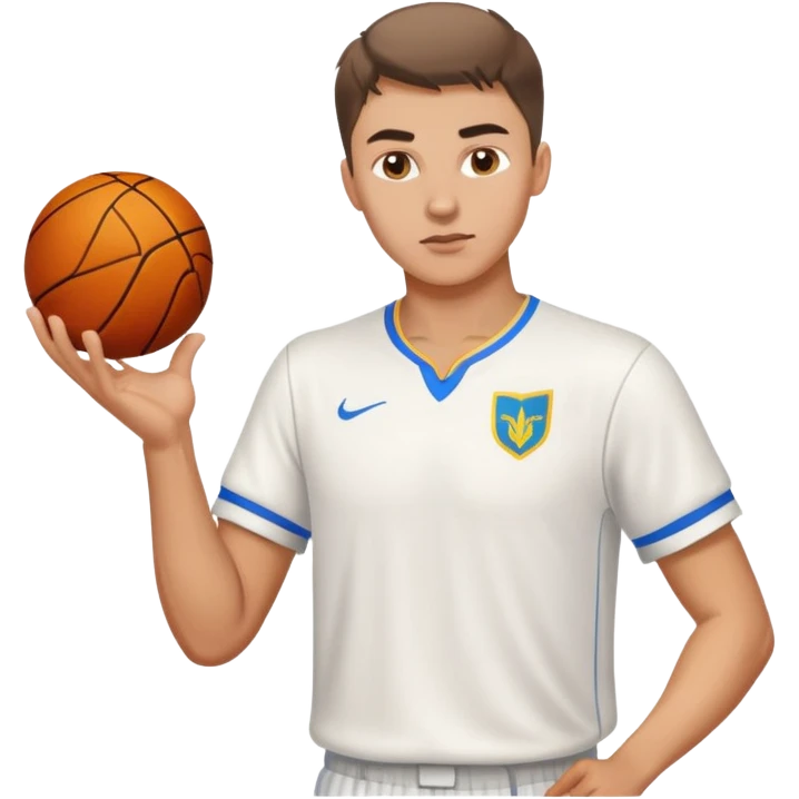 Ukrainian young man in a white embroidered shirt playing sports emoji