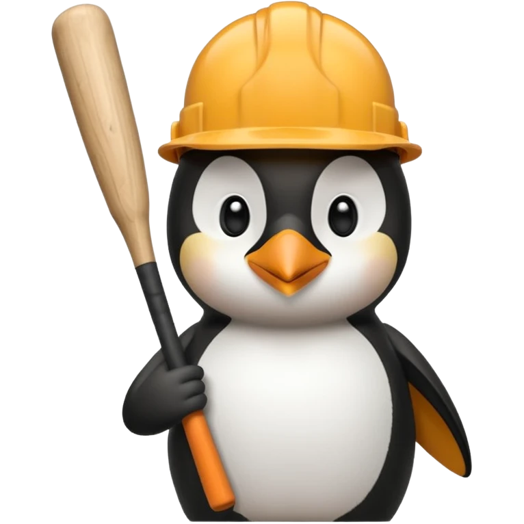 Penguin Construction Worker with baseball bat emoji