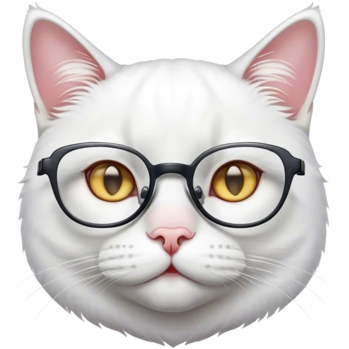 戴眼镜坐着的白色猫咪 emoji