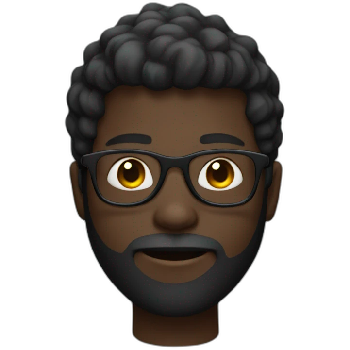 Dark skin boy with beard and glasses emoji
