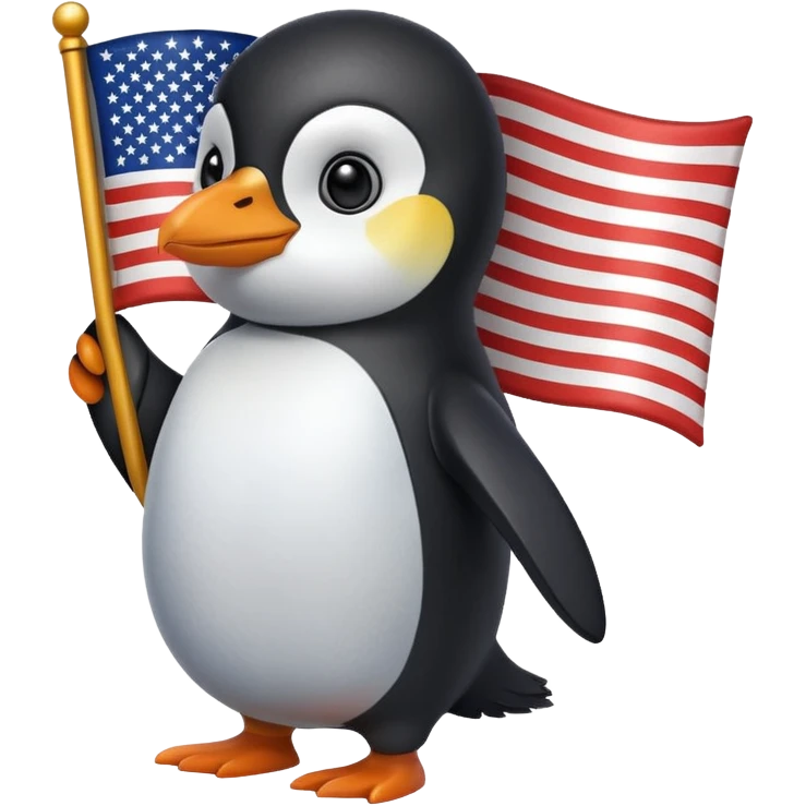Penguin holding an American flag emoji
