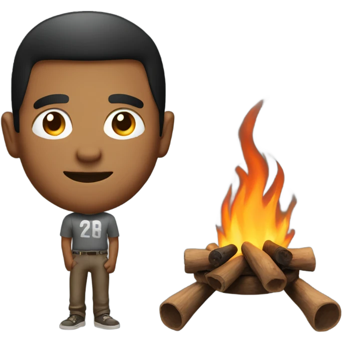 Guy next to very smokey fire pit  emoji