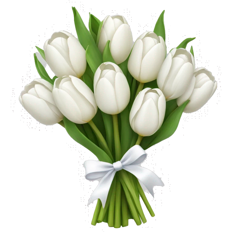 bouquet of white tulips and white bow emoji