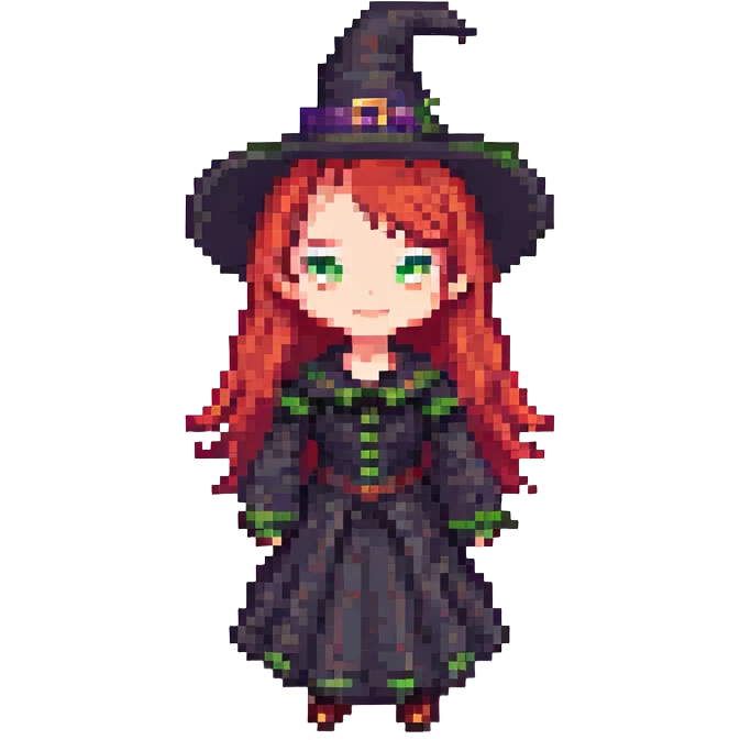 A witch with red hair emoji