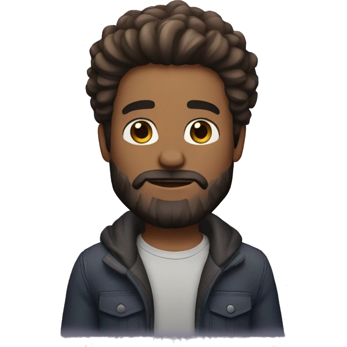 Dusk skin tone with full beard and meduim hair emoji