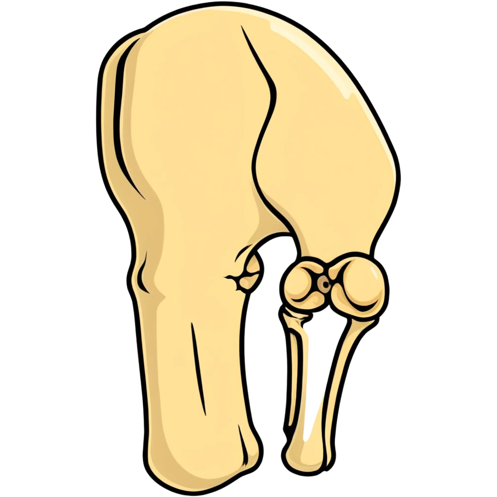 patella bone isolated, kneecap bone anatomical emoji