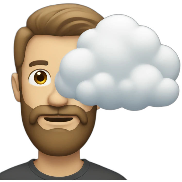a man with a beard and a big cloud in front of his face emoji