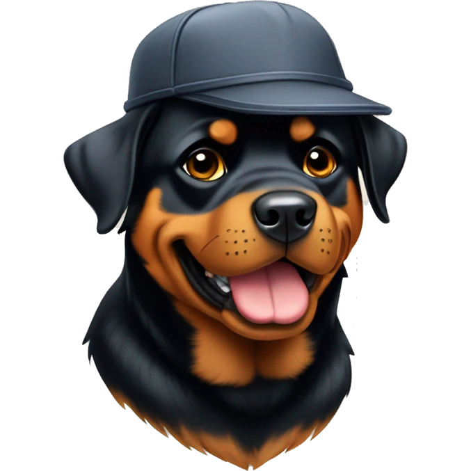 Rottweiler wearing trapper hat ￼ emoji