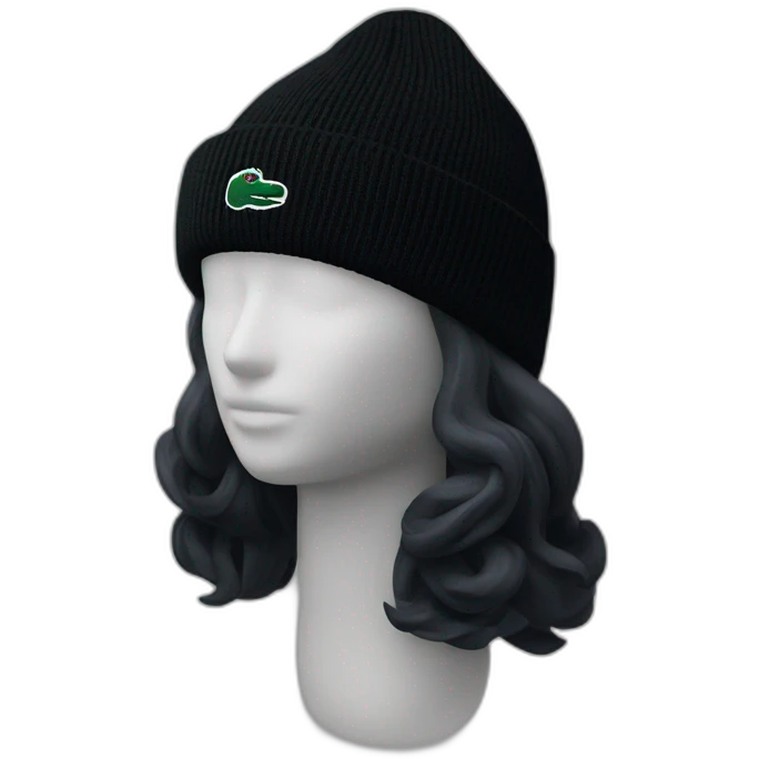 Black giro lacoste beanie with lacoste emoji