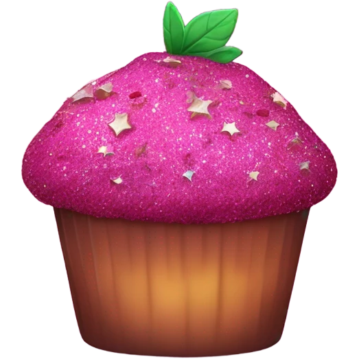 Hot pink fruit muffin with glitter  emoji