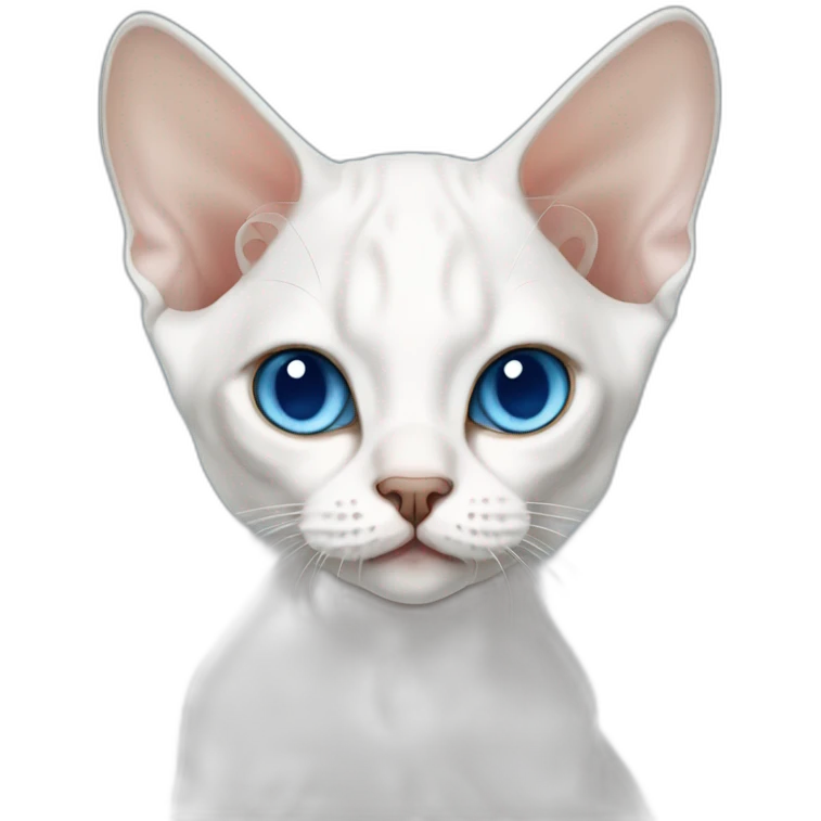 White devon rex cat with blue eyes emoji