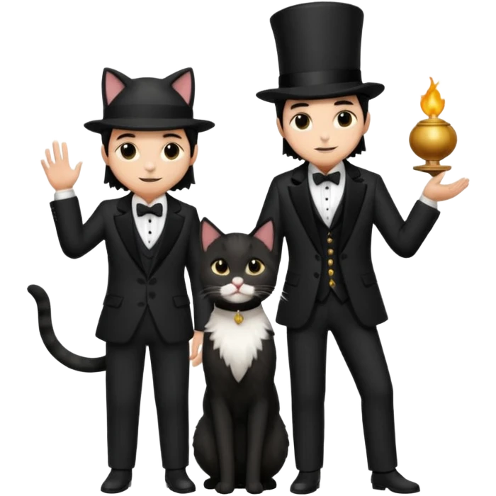 magician couple and their pet cat emoji