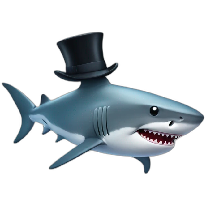 Shark with a top hat emoji