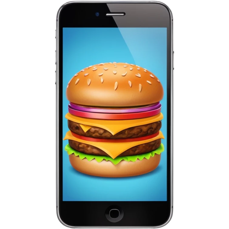 a phone that has a picture of a hamburguer in the frames of the phone not outside emoji