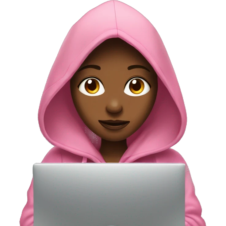 Girl waring a hoodie oon a computer  emoji
