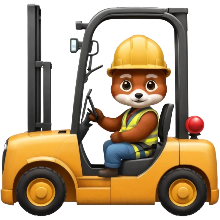 Forklift with small red panda driver emoji