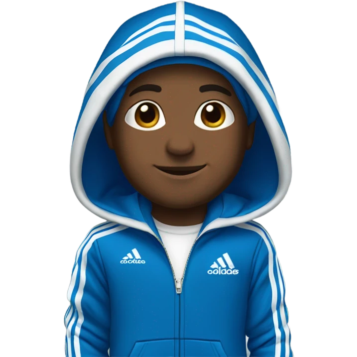blue adidas sweat suit with white stripes emoji