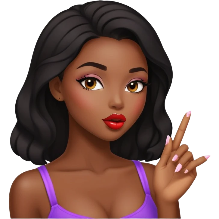 beautiful sexy ebony girl blowing a kiss emoji