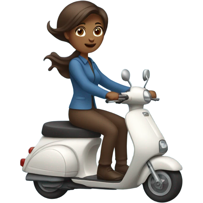 Blue eyes woman with chocolate hair on scooter emoji