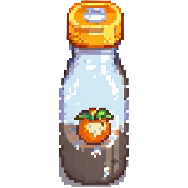 pixel art baby bottle containing milk with orange lid emoji