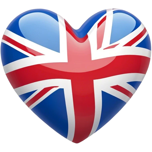 Glossy uk flag heart emoji