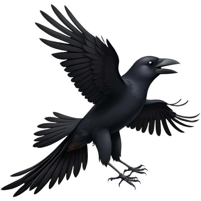 A crow flying and squarking  emoji