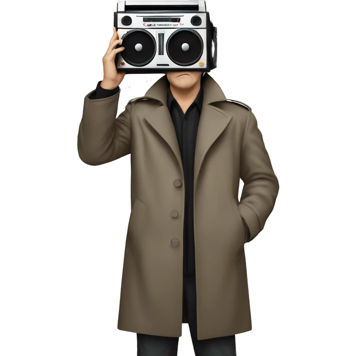 john-cusack-holding-boombox-over his head wearing trench coat  emoji