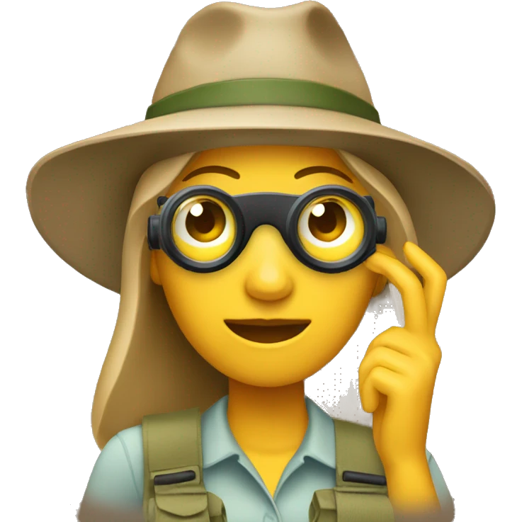 Woman using binocular safari hat emoji