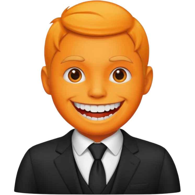 A round Orange face, with sharp teeth smiling  emoji