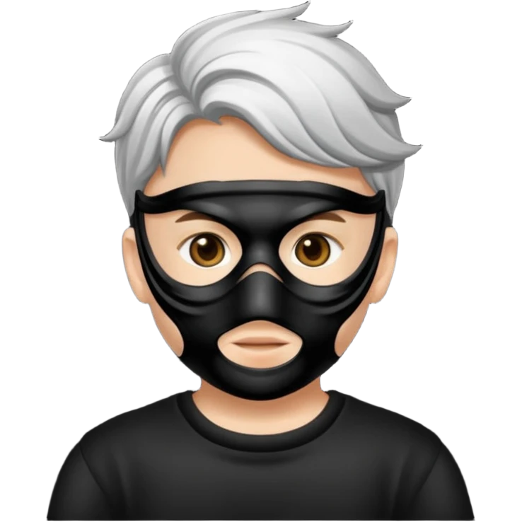 a boy wearing mask black emoji