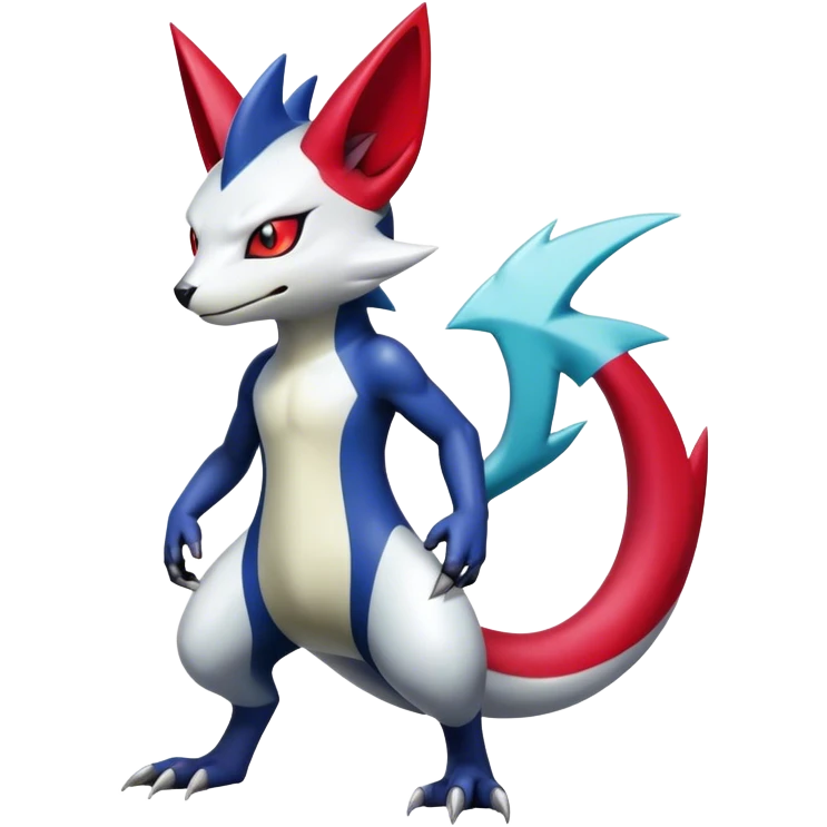 Cool Edgy Badass Shiny Colorful Digimon-Sneasel-Zangoose-hybrid full body emoji