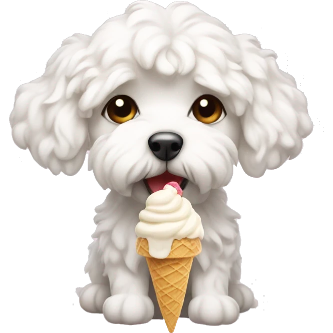 White maltipooeating ice cream cute  emoji